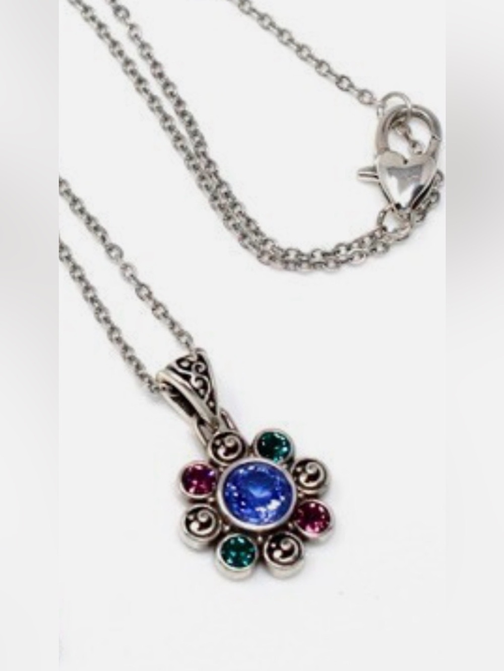 💎RARE BRIGHTON VINTAGE Silver ‘ELORA GEMS’ Sm Swarovski Crystal Necklace RETIRED